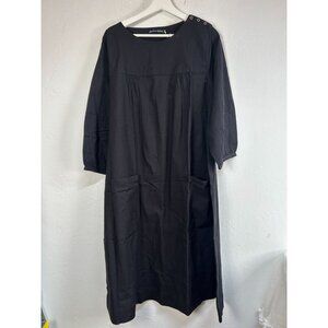 Gudrun Sjödén Womens Benedita Woven Dress Organic Cotton Large Black New $104